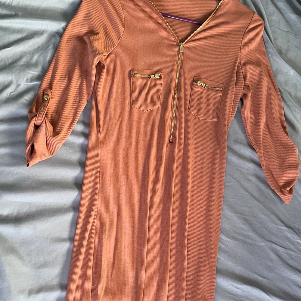 G by Guess FEBE Half Zip Ribbed Dress